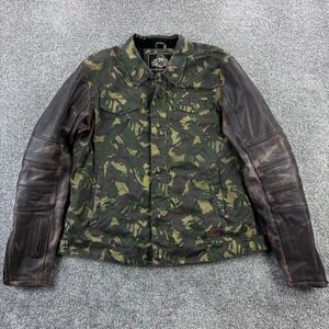 Roland Sands Designs Johnny Jacket Mens Large Camo Green Brown Patina Padded